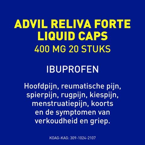Advil Reliva Forte Liquid-Caps 400 mg Ibuprofen voor Pijn en Koorts 20 stuks