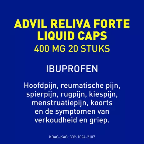 Advil Reliva Forte Liquid-Caps 400 MG Ibuprofen voor Pijn en Koorts 20 stuks
