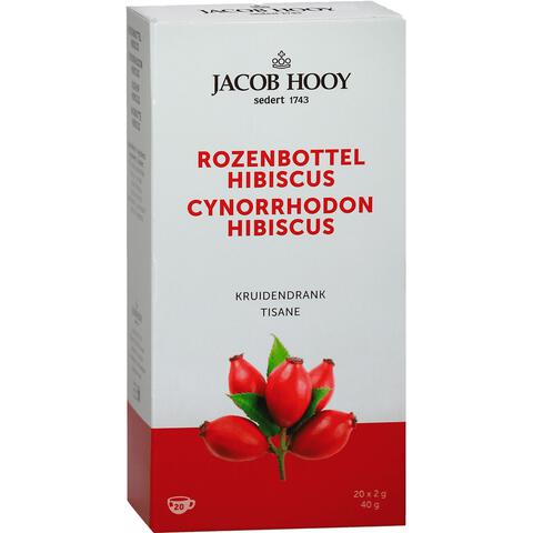 Jacob Hooy Rozenbottel Hibiscus Thee Zakjes 20 stuks