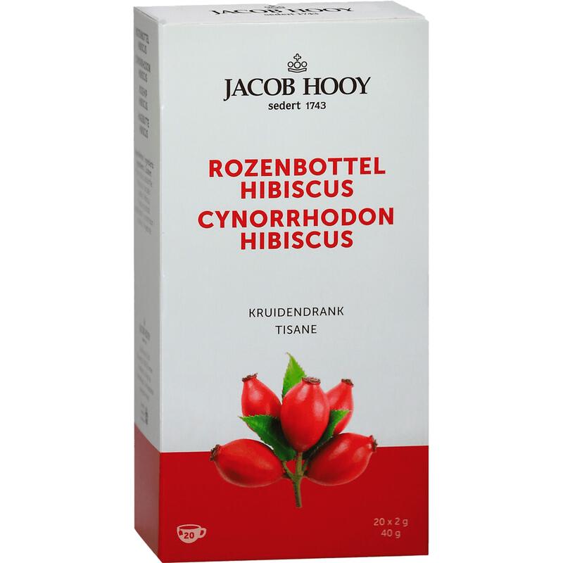 Jacob Hooy Theezakjes Rozenbottel Hibiscus 20 stuks
