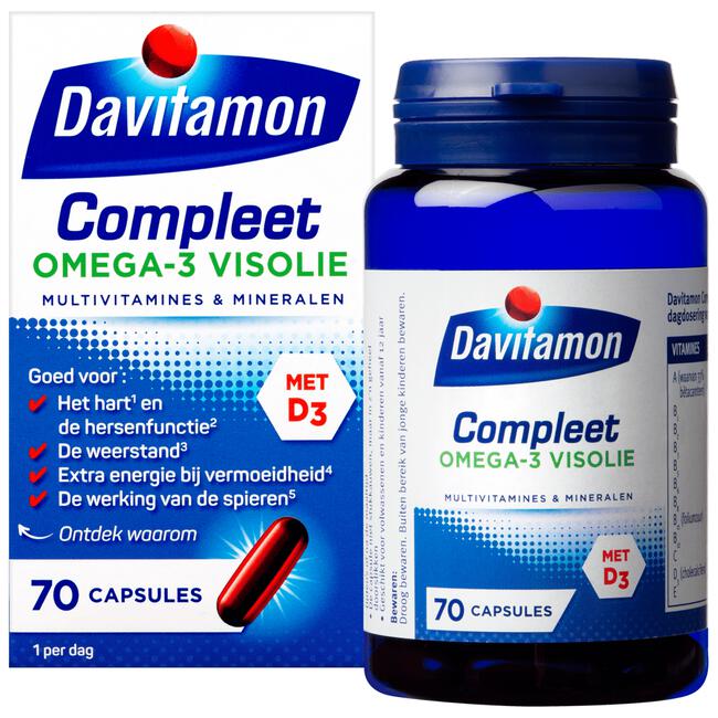 Davitamon Compleet Omega-3 Visolie Capsules 70 EA | Etos Davitamon Compleet Omega-3 Visolie Capsules 70 Ea | Etos