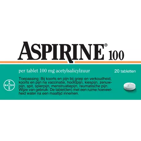 Aspirine 100 MG Helpt Bij Pijn Tabletten 20 stuks