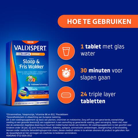 Valdispert Slaap & Fris Wakker Tabletten 24 stuks