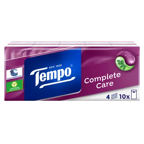 Tempo Complete Care 4-Laags Zakdoekjes 10x10 stuks