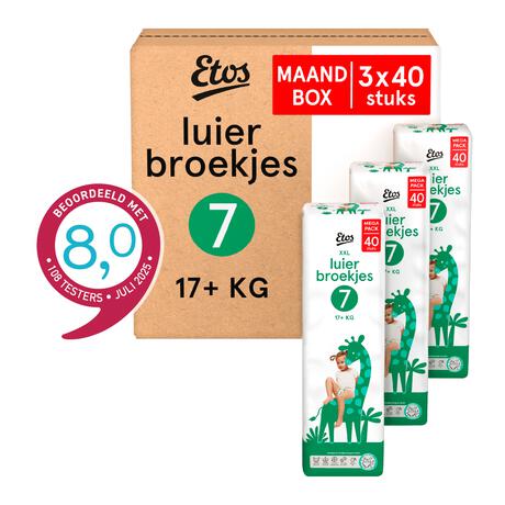 Etos Luierbroekjes XXL Maat 7 17+ kg  Maandbox 120 stuks