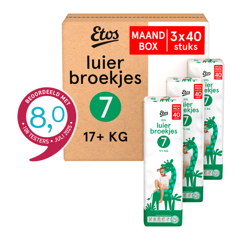 Etos Luierbroekjes XXL Maat 7 17+ kg Maandbox 120 stuks