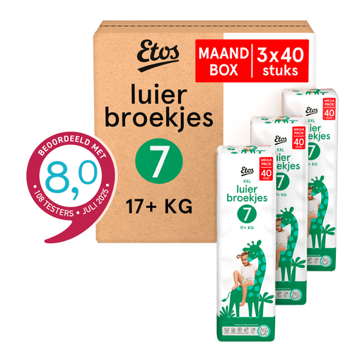Etos Luierbroekjes XXL Maat 7 17+ kg  Maandbox 120 stuks