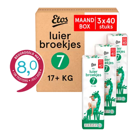 Etos Luierbroekjes XXL Maat 7 17+ kg  Maandbox 120 stuks