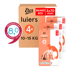 Etos Luiers Maxi+ Maat 4+ 1-15 kg Maandbox 210 stuks