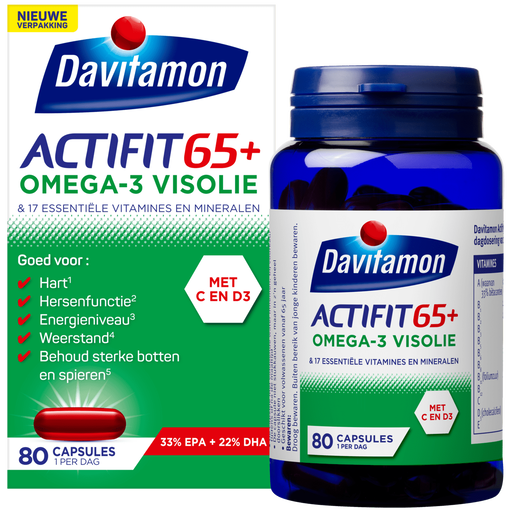 Davitamon Actifit 65+ Omega-3 Visolie Capsules 80 stuks