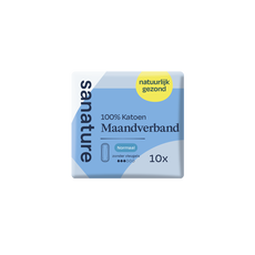 Sanature 100% Katoenen Maandverband Ultra Normaal Zonder Vleugels 10 stuks
