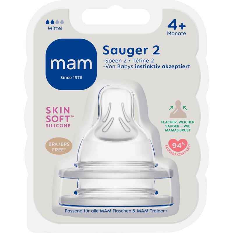 MAM Flesspeen Maat 2 4+ Maanden 2 stuks