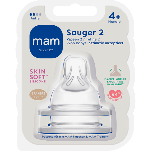 MAM Flesspeen Maat 2 4+ Maanden 2 stuks