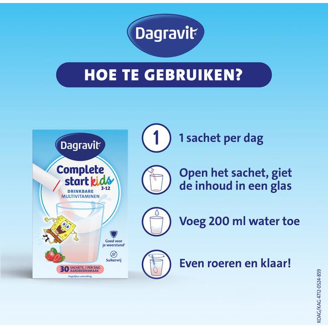 Dagravit Complete Start Kids Multivitamine Aardbei 30 stuks