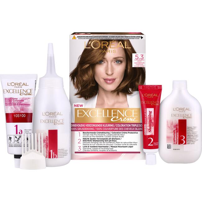 L'Oréal Paris Excellence Crème Verzorgende Crèmekleuring 5.3 Licht Goudbruin