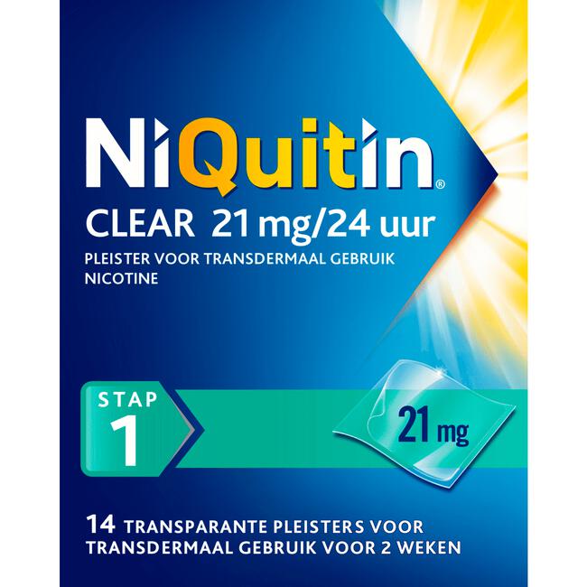 NiQuitin Clear 21 mg Transparante Nicotinepleisters Stap 14 stuks