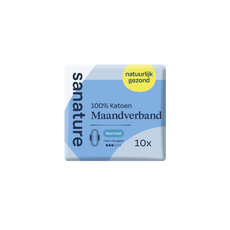Sanature 100% Katoenen Maandverband Ultra Normaal Met Vleugels 10 stuks