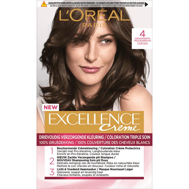 L'Oréal Paris Excellence Crème Verzorgende Crèmekleuring 4 Middenbruin