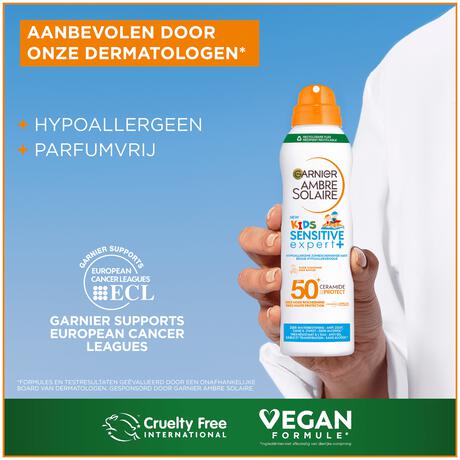 Garnier Ambre Solaire Kids Sensitive Expert Hypoallergene Zonbeschermende Mist SPF50 150 ML