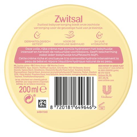 Zwitsal Zachte Crème Pot 200 ML