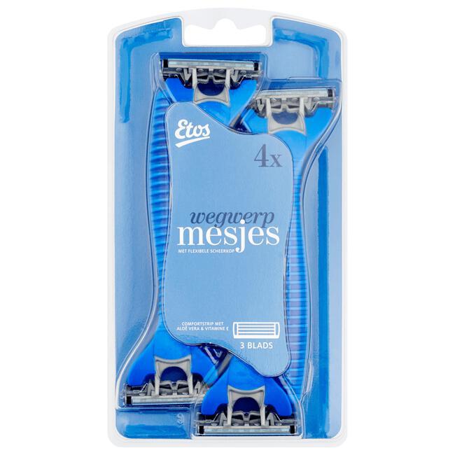 Etos Wegwerpmesjes 3-Blads Blauw 4 stuks