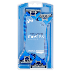 Etos Wegwerpmesjes 3-Blads Blauw 4 stuks