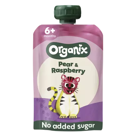 Organix Bio Knijpfruit Peer Framboos 6+ Maanden 100 gram