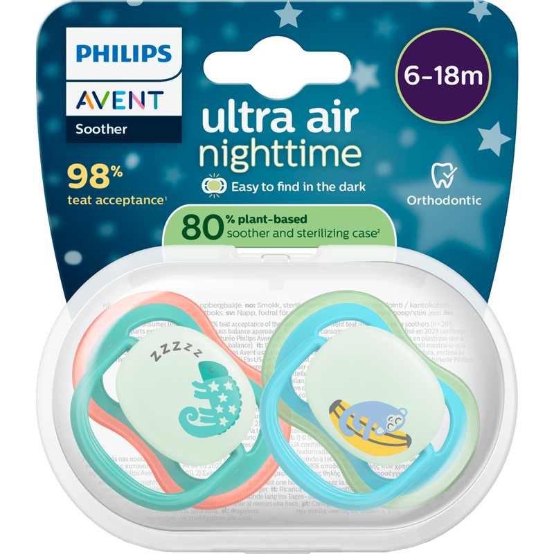 Philips Avent Fopspeen Ultra Air Night 6-18M SCF376/28 2 stuks