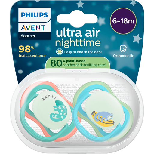 Philips Avent Fopspeen Ultra Air Night 6-18M SCF376/28 2 stuks
