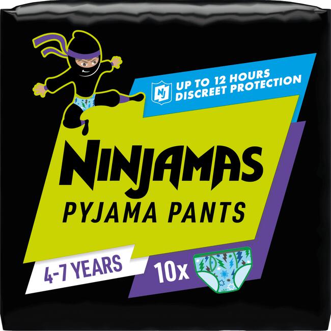 Ninjamas Pants Luierbroekjes Jongen Maat 7 4-7 Jaar 10 Stuks