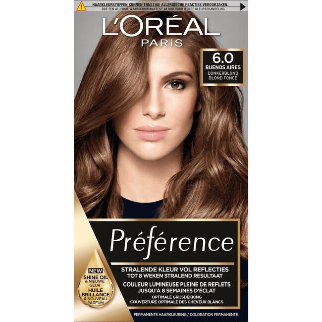 comfort Touhou Medewerker L'Oréal Paris Préférence Permanente Haarverf 6.0 Buenos Aires Donkerblond 1  EA | Etos