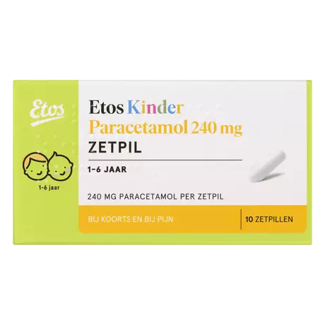 Etos Kinderparacetamol 240 MG Zetpil 10 stuks