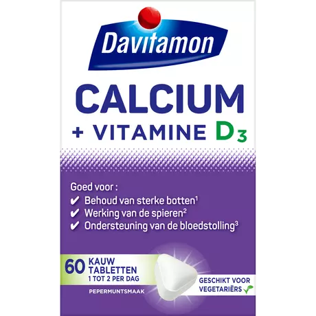 Davitamon Calcium met Vitamine D3 Mint Kauwtabletten 60 stuks