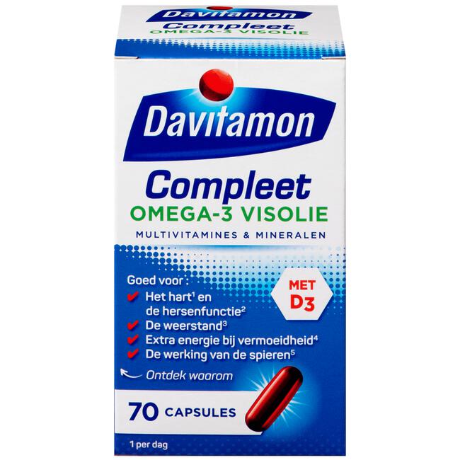 Davitamon Compleet Omega-3 Visolie Capsules 70 EA | Etos Davitamon Compleet Omega-3 Visolie Capsules 70 Ea | Etos