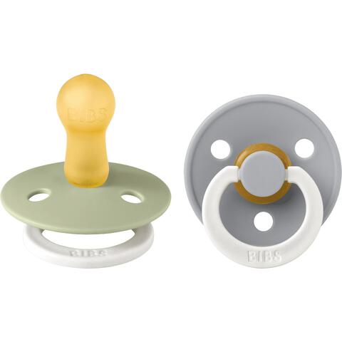 BIBS Glow in the dark Fopspeen Two Pack Natuurlijk Rubber Sage/Cloud Maat 2