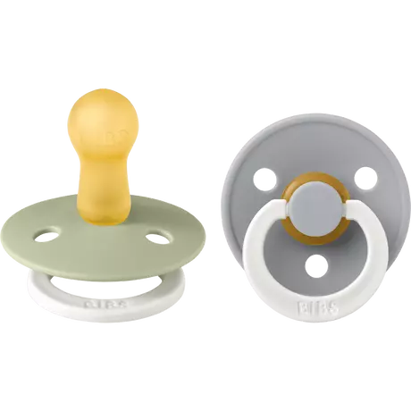 BIBS Glow In The Dark Fopspeen Rond Latex Maat 2 Sage/Cloud 2 stuks