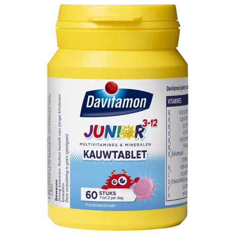 Davitamon Junior 3+ Kauwvitamines Framboos 60 stuks