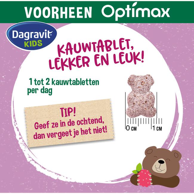 Dagravit Natural Kids Multi Framboos Hooggedoseerd 60 Dragees