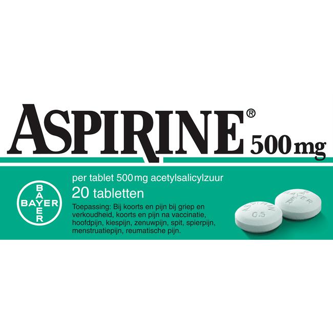 Aspirine 500 mg helpt bij pijn 20 tabletten