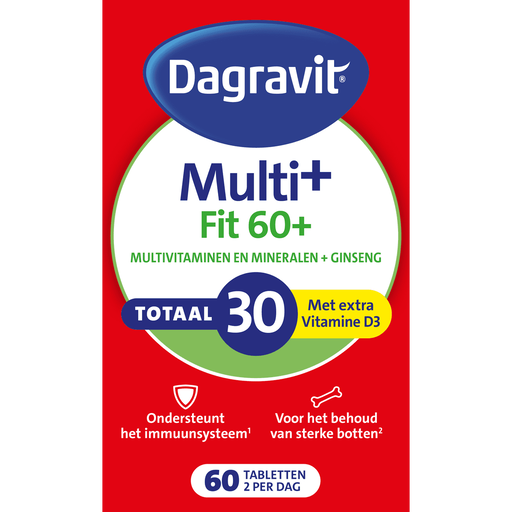 Dagravit Multivitaminen Fit 60+ Totaal 30 Vitamine D3 Tabletten 60 stuks