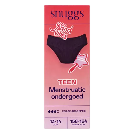 Snuggs Menstruatieondergoed Zware Menstruatie Teen Zwart 13 - 14 jaar