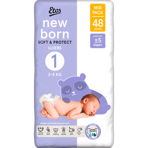 Etos Luiers Newborn Maat 1 2-5 kg Mid Pack 48 stuks