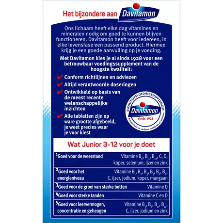 Davitamon Junior 3+ Kauwvitamines Multifruit 120 stuks