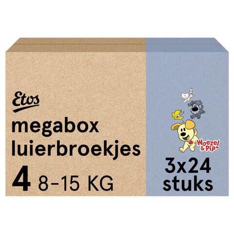 Etos Woezel & Pip Luierbroekjes Maxi Megabox Maat 4 8-15 kg 72 stuks