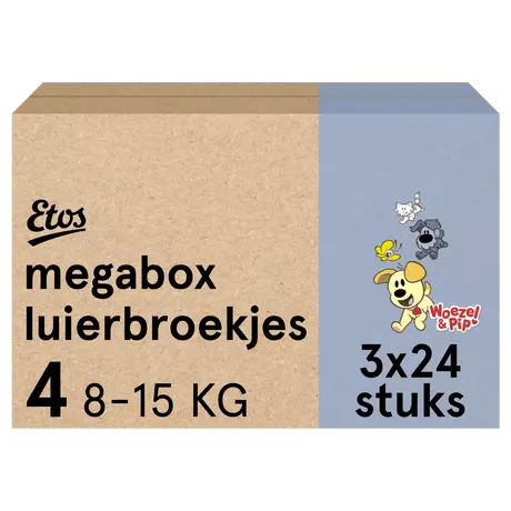 Etos Woezel & Pip Luierbroekjes Maxi Maat 4 8-15 kg Megabox 72 stuks