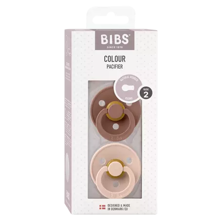 BIBS Colour Fopspeen Rond Latex Maat 2 Woodchuck/Blush 2 stuks