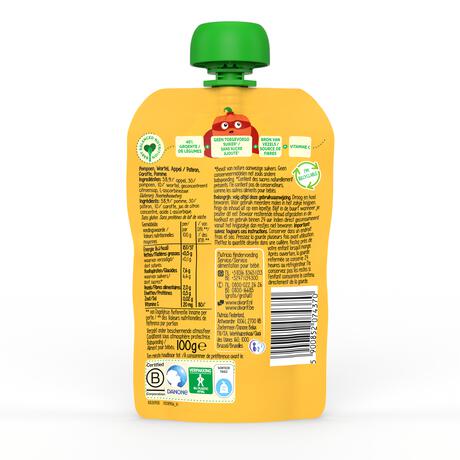 Olvarit Knijpfruit Pompoen Wortel Appel 12M+ 100 gram