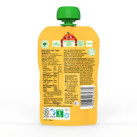 Olvarit Knijpfruit Pompoen Wortel Appel 12M+ 100 gram