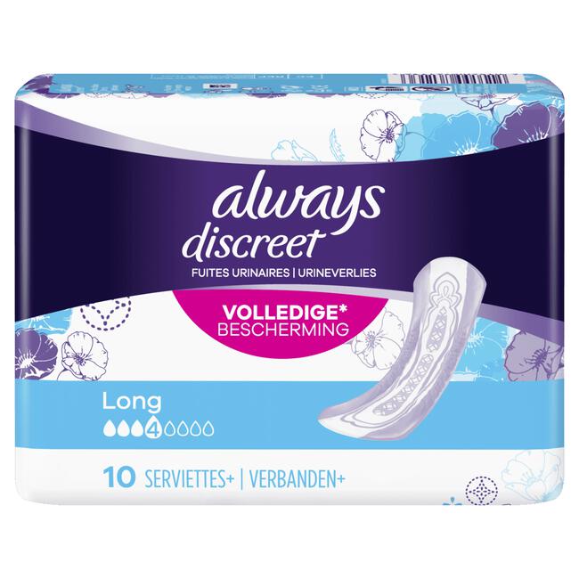 Always Discreet Verband Voor Urineverlies Dames Plus Long x10