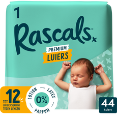 Rascals Premium Luiers Maat 1 3-5 KG 44 stuks